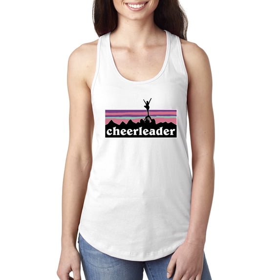 Wild Bobby Cheerleader Silhouette Girl Sports Women Racerback Tank Top, White, Small