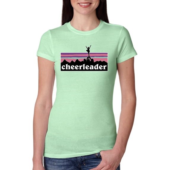 Wild Bobby Cheerleader Silhouette Girl Sports Women Slim Fit Junior Tee, Mint, Small