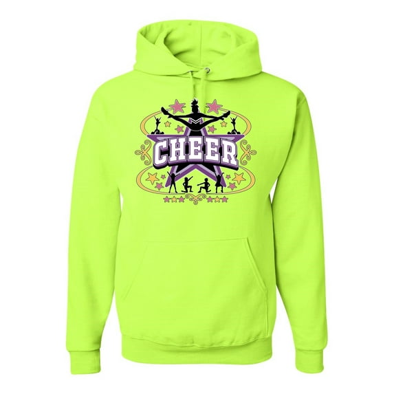 Wild Bobby Cheerleading All Stars Girl Sports Unisex Graphic Hoodie Sweatshirt, Safety Green, Large
