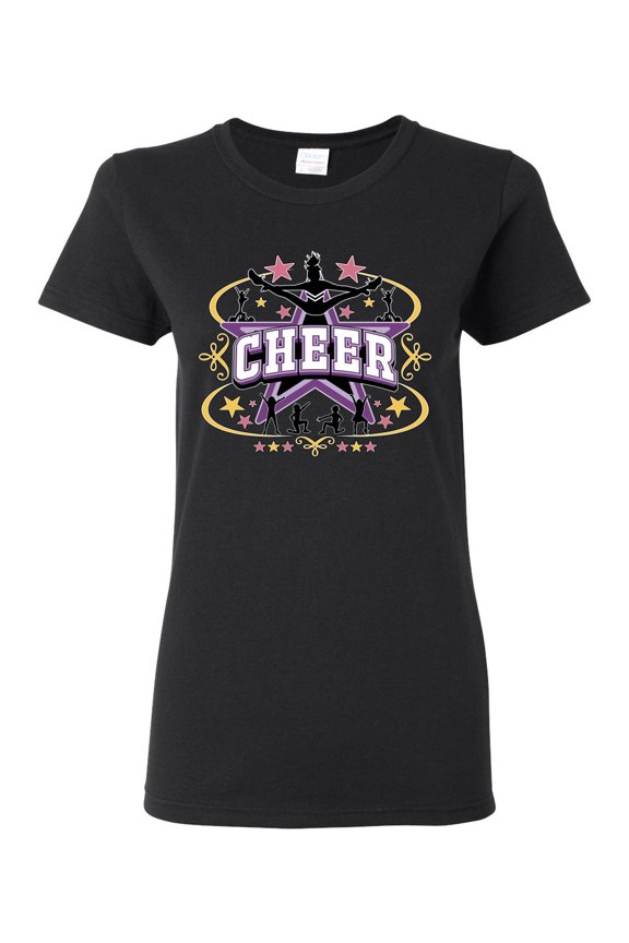 Cheerleading All Stars Girl Sports Women Graphic Tee, Black, Small
