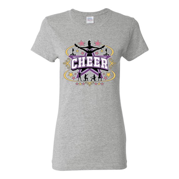 Wild Bobby Cheerleading All Stars Girl Sports Women Graphic Tee, Heather Grey, Small