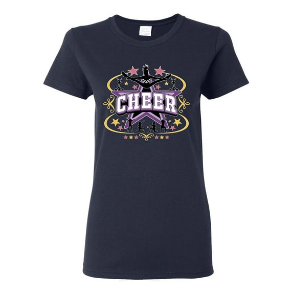 Wild Bobby Cheerleading All Stars Girl Sports Women Graphic Tee, Navy, X-Large