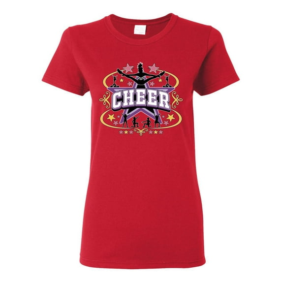Wild Bobby Cheerleading All Stars Girl Sports Women Graphic Tee, Red, Large