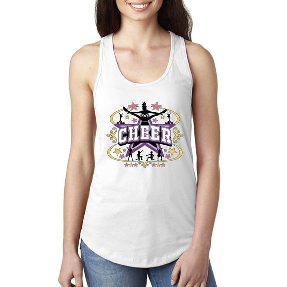 Wild Bobby Cheerleading All Stars Girl Sports Women Racerback Tank Top, White, Medium