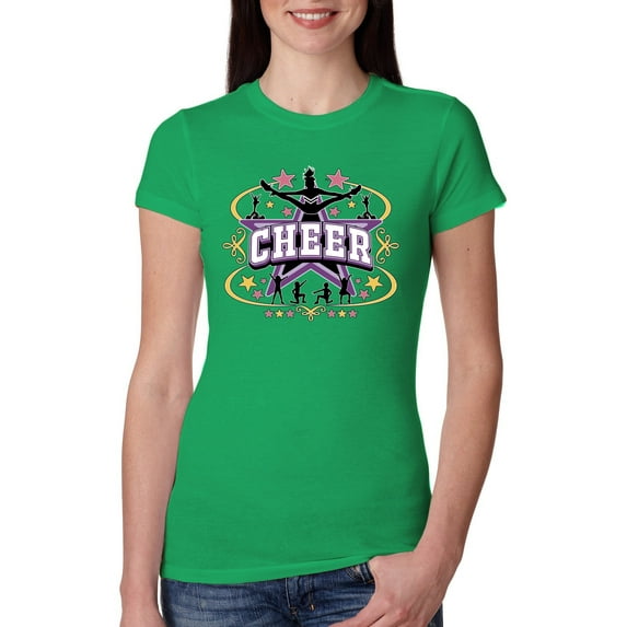 Wild Bobby Cheerleading All Stars Girl Sports Women Slim Fit Junior Tee, Kelly, X-Large