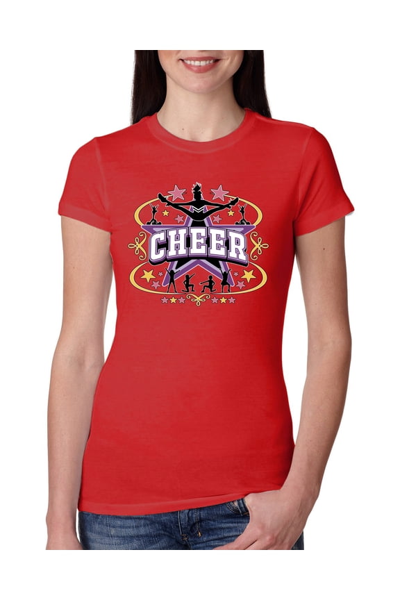 Cheerleading All Stars Girl Sports Women Slim Fit Junior Tee, Red, X-Large