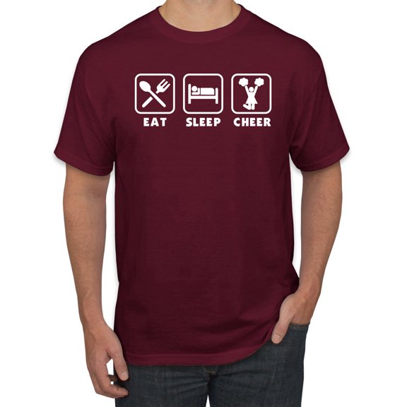 Wild Bobby, Cheerleading Eat Sleep Cheer Girl Sports Men's Graphic T-Shirt, Maroon, Medium