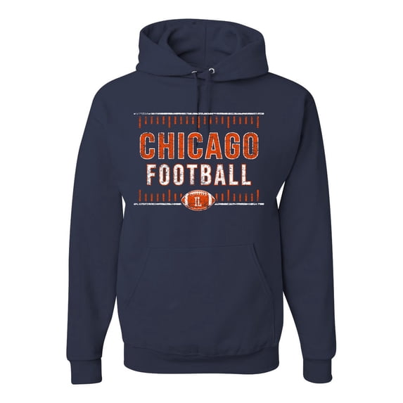 Wild Bobby Chicago CHI Hometown City Football Fan Pride Sports Unisex Graphic Hoodie Sweatshirt, Navy, XX-Large