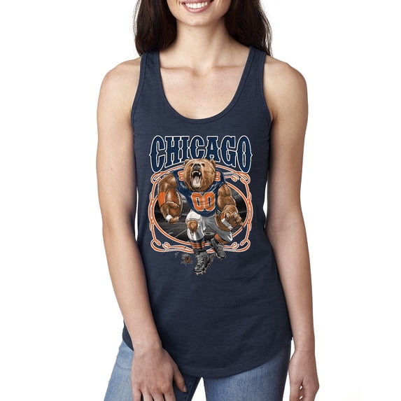 Wild Bobby, Chicago Fan | CHI Fantasy Football ,Sports, Ladies Racerback Tank Top, Navy, Small