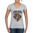 thumbnail image 1 of Wild Bobby, Chicago Fan | CHI Fantasy Football ,Sports, Women Standard V-Neck Tee, Heather Grey, XX-Large, 1 of 4