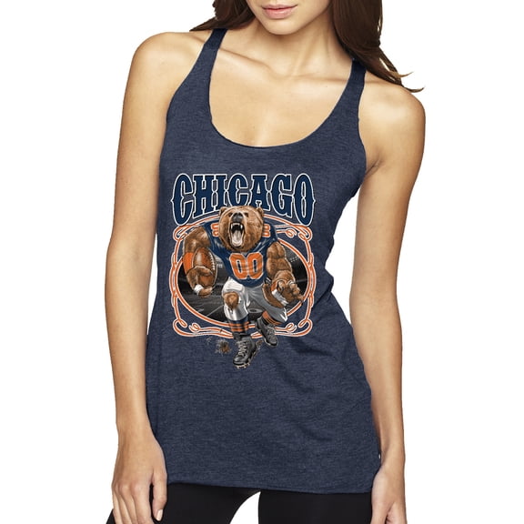 Wild Bobby, Chicago Fan | CHI Fantasy Football ,Sports, Women Tri-Blend Racerback Tank Top, Vintage Navy, Medium