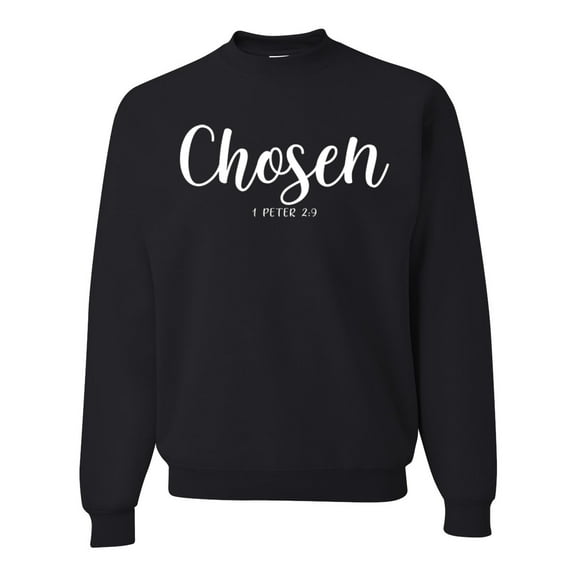 Wild Bobby Chosen 1 Peter 2:9 Inspirational/Christian Unisex Crewneck Graphic Sweatshirt, Black, Small