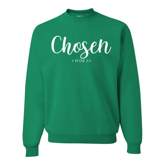 Wild Bobby Chosen 1 Peter 2:9 Inspirational/Christian Unisex Crewneck Graphic Sweatshirt, Kelly, 3X-Large