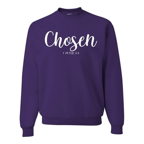 Wild Bobby Chosen 1 Peter 2:9 Inspirational/Christian Unisex Crewneck Graphic Sweatshirt, Purple, 3X-Large