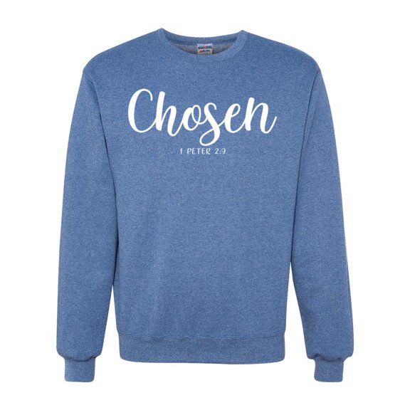 Wild Bobby Chosen 1 Peter 2:9 Inspirational/Christian Unisex Crewneck Graphic Sweatshirt, Vintage Heather Blue, X-Large