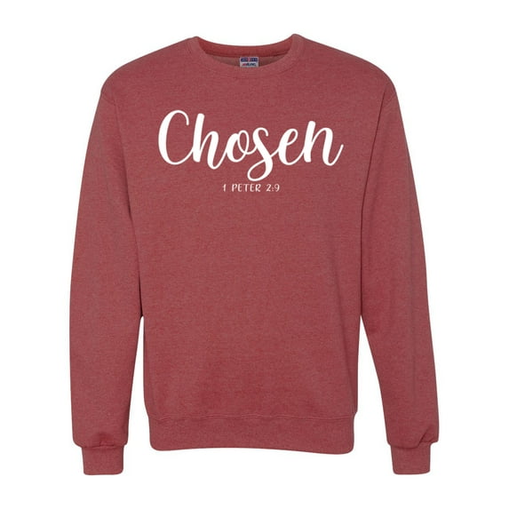 Wild Bobby Chosen 1 Peter 2:9 Inspirational/Christian Unisex Crewneck Graphic Sweatshirt, Vintage Heather Red, 3X-Large