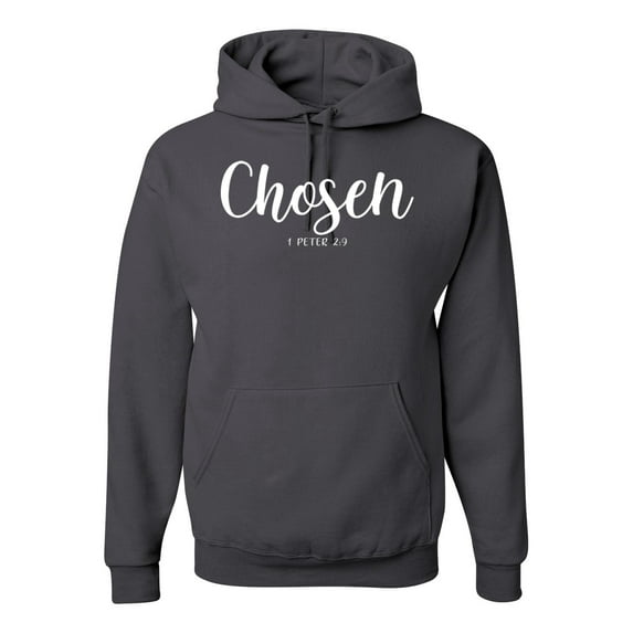 Wild Bobby Chosen 1 Peter 2:9 Inspirational/Christian Unisex Graphic Hoodie Sweatshirt, Charcoal, Small