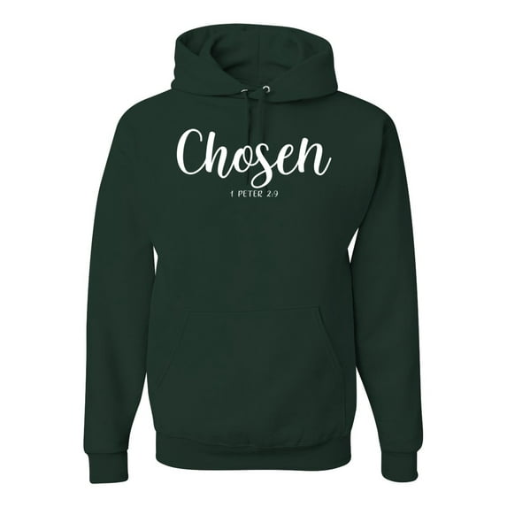 Wild Bobby Chosen 1 Peter 2:9 Inspirational/Christian Unisex Graphic Hoodie Sweatshirt, Forest Green, Large