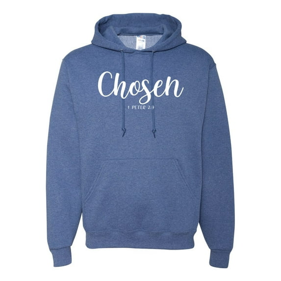Wild Bobby Chosen 1 Peter 2:9 Inspirational/Christian Unisex Graphic Hoodie Sweatshirt, Vintage Heather Blue, Medium