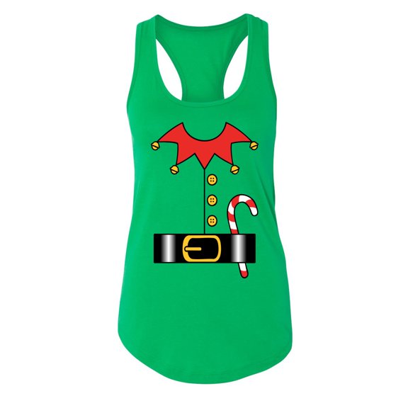 Wild Bobby Christmas Elf Suit Christmas Sweater | Holiday Women Racerback Tank Top