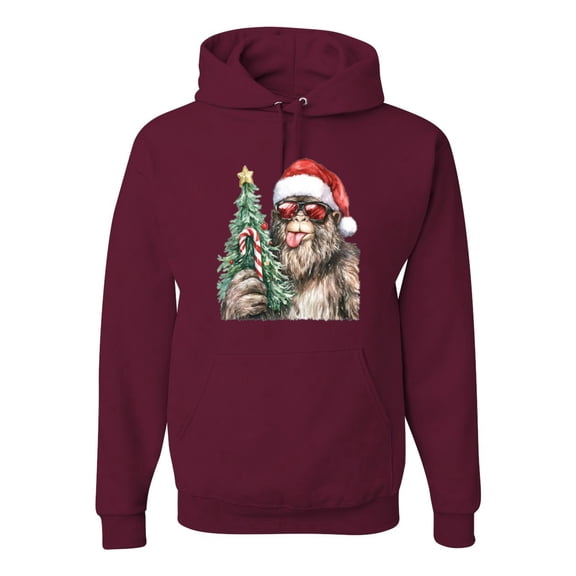 Wild Bobby Christmas Sasquatch, Big Foot, Funny Candy Cane Christmas Design Sweater | Holiday Unisex Hoodie Sweatshirt