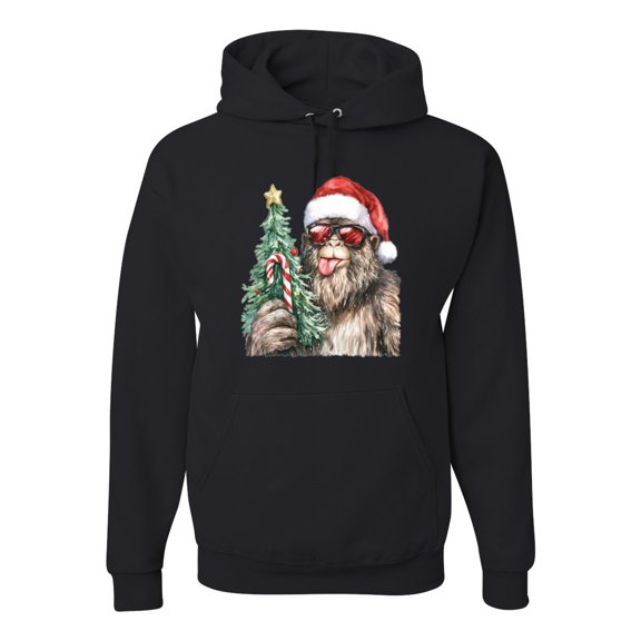 Wild Bobby Christmas Sasquatch, Big Foot, Funny Candy Cane Christmas Design Sweater | Holiday Unisex Hoodie Sweatshirt