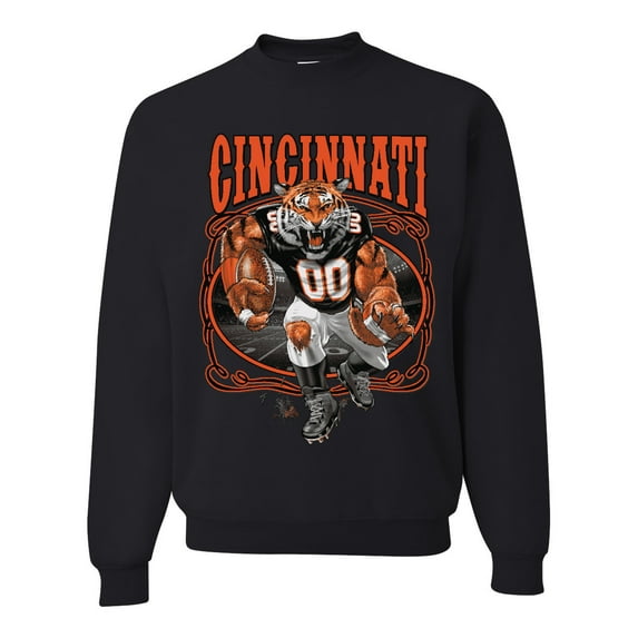 Wild Bobby Cincinnati Fan | CIN Fantasy Football Sports Unisex Crewneck Graphic Sweatshirt, Black, Small