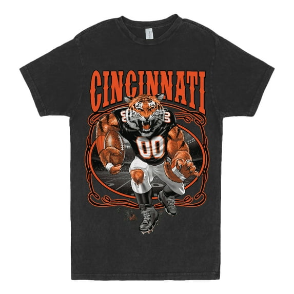 Wild Bobby Cincinnati Fan | CIN Fantasy Football Sports Unisex Vintage Concert Tee, Vintage Black, Large