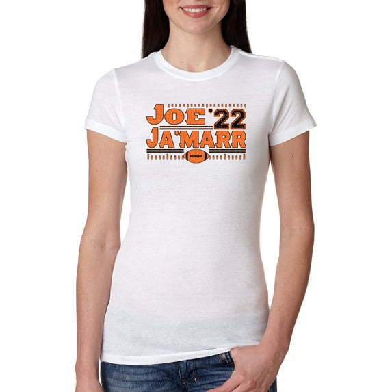 Wild Bobby Cincinnati Football Joe Ja'Marr 22 Sports Women Slim Fit Junior Tee, White, XX-Large