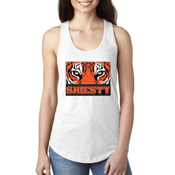 Wild Bobby Cincinnati Football Joe Sheisty Sports Women Racerback Tank Top, White, Large
