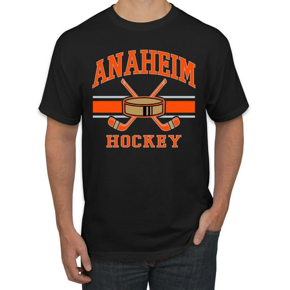 Wild Bobby City of Anaheim Hockey Fantasy Fan Sports Men's T-Shirt, Black, Large