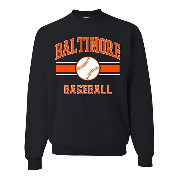 Wild Bobby City of Baltimore Baseball Fantasy Fan Sports Unisex Crewneck Sweatshirt, Black, Medium