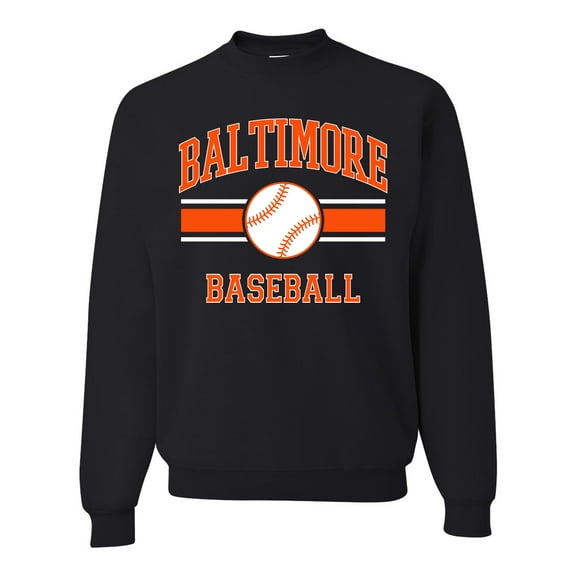 Wild Bobby City of Baltimore Baseball Fantasy Fan Sports Unisex Crewneck Sweatshirt, Black, Small