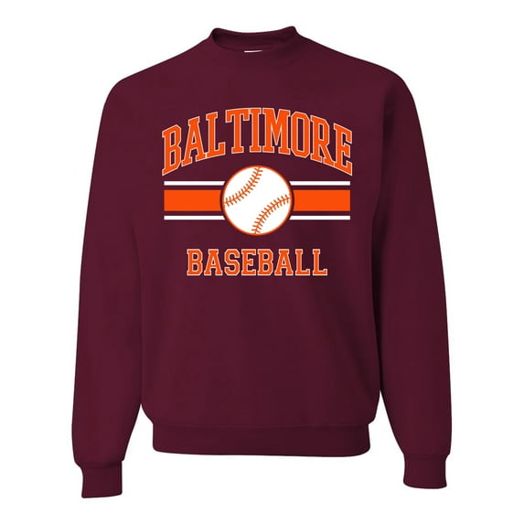 Wild Bobby City of Baltimore Baseball Fantasy Fan Sports Unisex Crewneck Sweatshirt, Maroon, Large