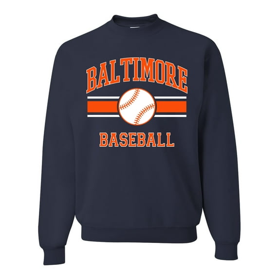 Wild Bobby City of Baltimore Baseball Fantasy Fan Sports Unisex Crewneck Sweatshirt, Navy, 3X-Large