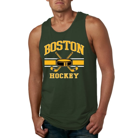 Wild Bobby City of Boston Hockey Fantasy Fan Sports Men's Tank Top, Forest Green, 3X-Large