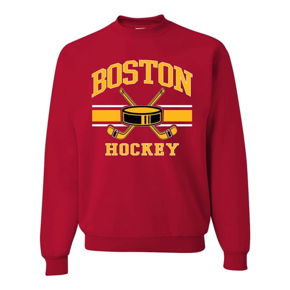 Wild Bobby City of Boston Hockey Fantasy Fan Sports Unisex Crewneck Sweatshirt, Red, X-Large