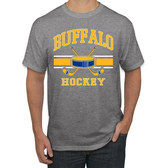Wild Bobby City of Buffalo Hockey Fantasy Fan Sports Men's T-Shirt, Heather Grey, Medium