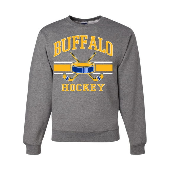 Wild Bobby City of Buffalo Hockey Fantasy Fan Sports Unisex Crewneck Sweatshirt, Heather Grey, X-Large