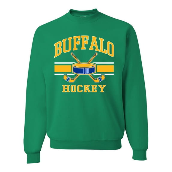 Wild Bobby City of Buffalo Hockey Fantasy Fan Sports Unisex Crewneck Sweatshirt, Kelly, Small