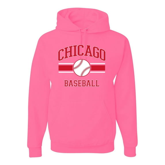 Wild Bobby City of Chicago Baseball Fantasy Fan Sports Unisex Hoodie Sweatshirt, Neon Pink, Medium