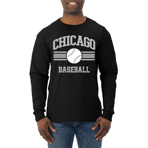 Wild Bobby City of Chicago CHI American Baseball Fantasy Fan Sports Men's Long Sleeve T-Shirt, Black, Small