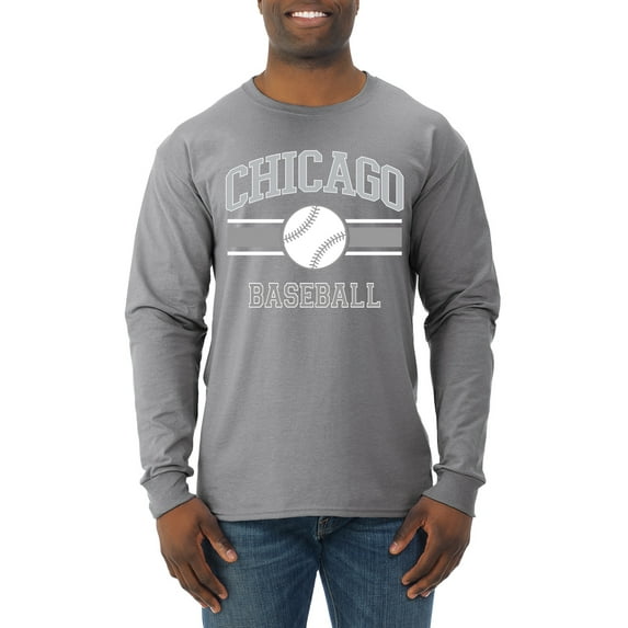 Wild Bobby City of Chicago CHI American Baseball Fantasy Fan Sports Men's Long Sleeve T-Shirt, Heather Grey, Large