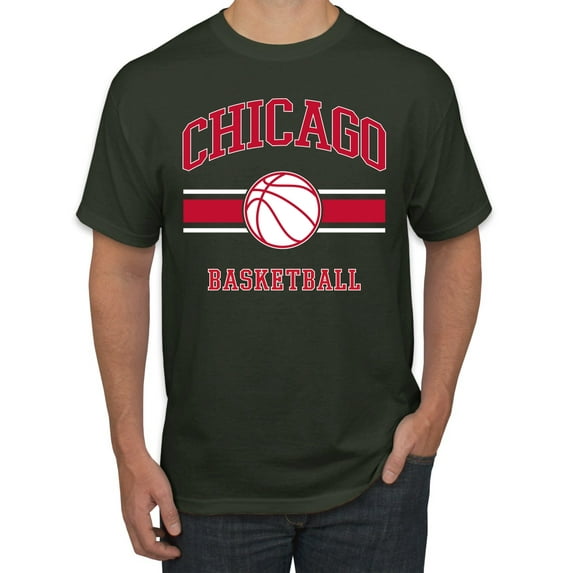 Wild Bobby City of Chicago CHI Basketball Fantasy Fan Sports Men's T-Shirt, Forest Green, 4X-Large
