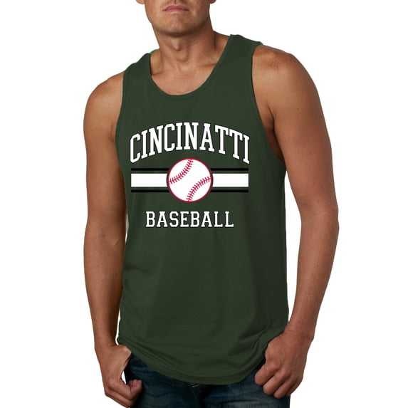 Wild Bobby City of Cincinnati Baseball Fantasy Fan Sports Men's Tank Top, Forest Green, XX-Large