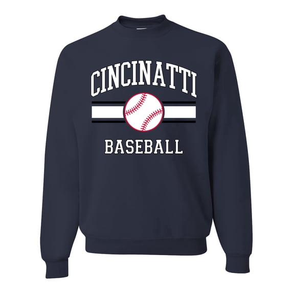 Wild Bobby City of Cincinnati Baseball Fantasy Fan Sports Unisex Crewneck Sweatshirt, Navy, X-Large