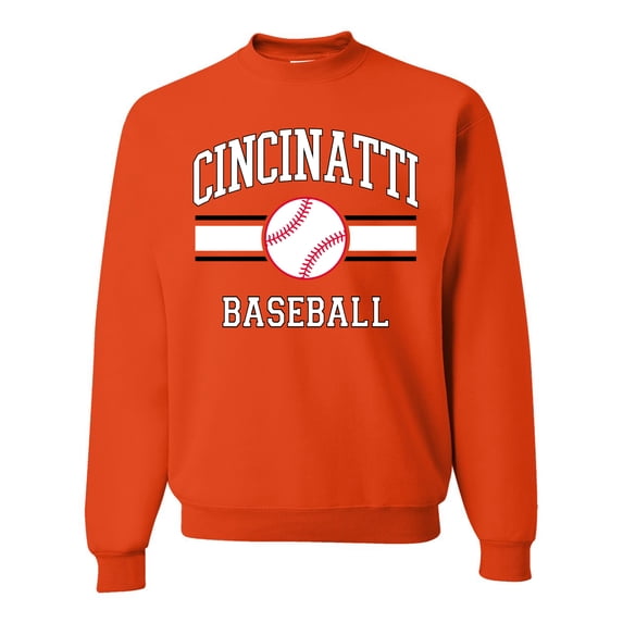 Wild Bobby City of Cincinnati Baseball Fantasy Fan Sports Unisex Crewneck Sweatshirt, Orange, Medium
