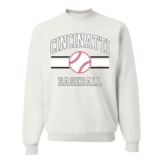 Wild Bobby City of Cincinnati Baseball Fantasy Fan Sports Unisex Crewneck Sweatshirt, White, X-Large