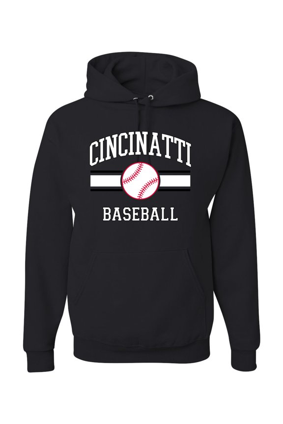 City of Cincinnati Baseball Fantasy Fan Sports Unisex Hoodie Sweatshirt, Black, Small