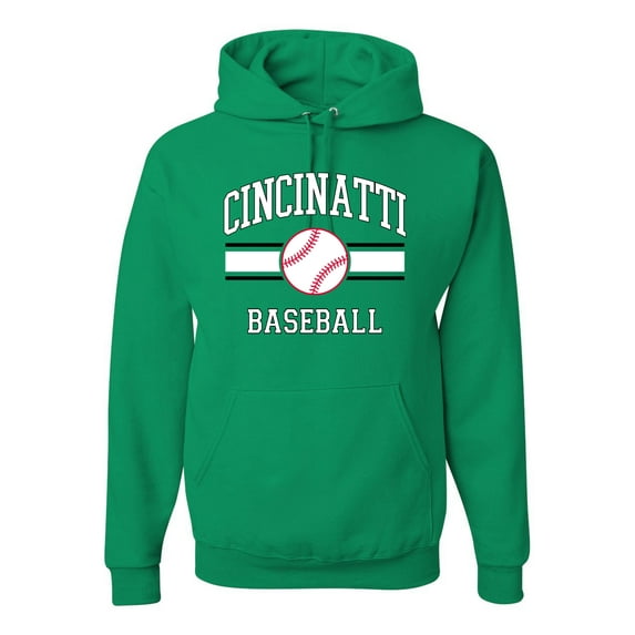 Wild Bobby City of Cincinnati Baseball Fantasy Fan Sports Unisex Hoodie Sweatshirt, Kelly, Medium
